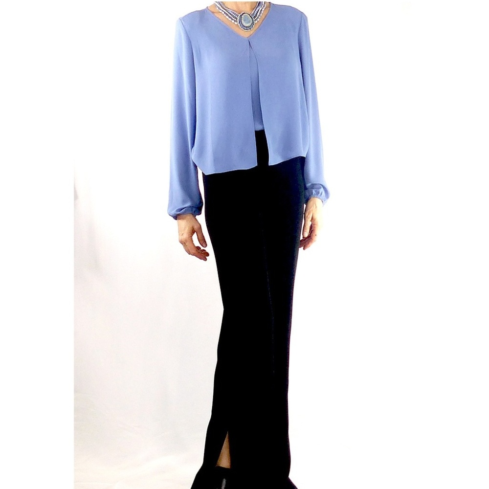 Chico's Two Layer  Blue Blouse Tunic.  Sz 1 (8/10)